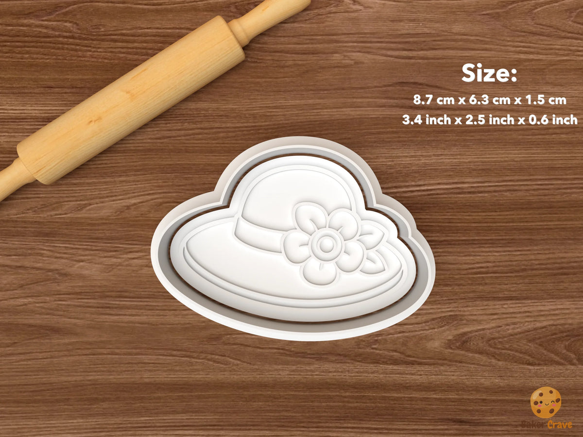 Elegant Women’s Hat Cookie Cutter Set STL File - single floral garden hat