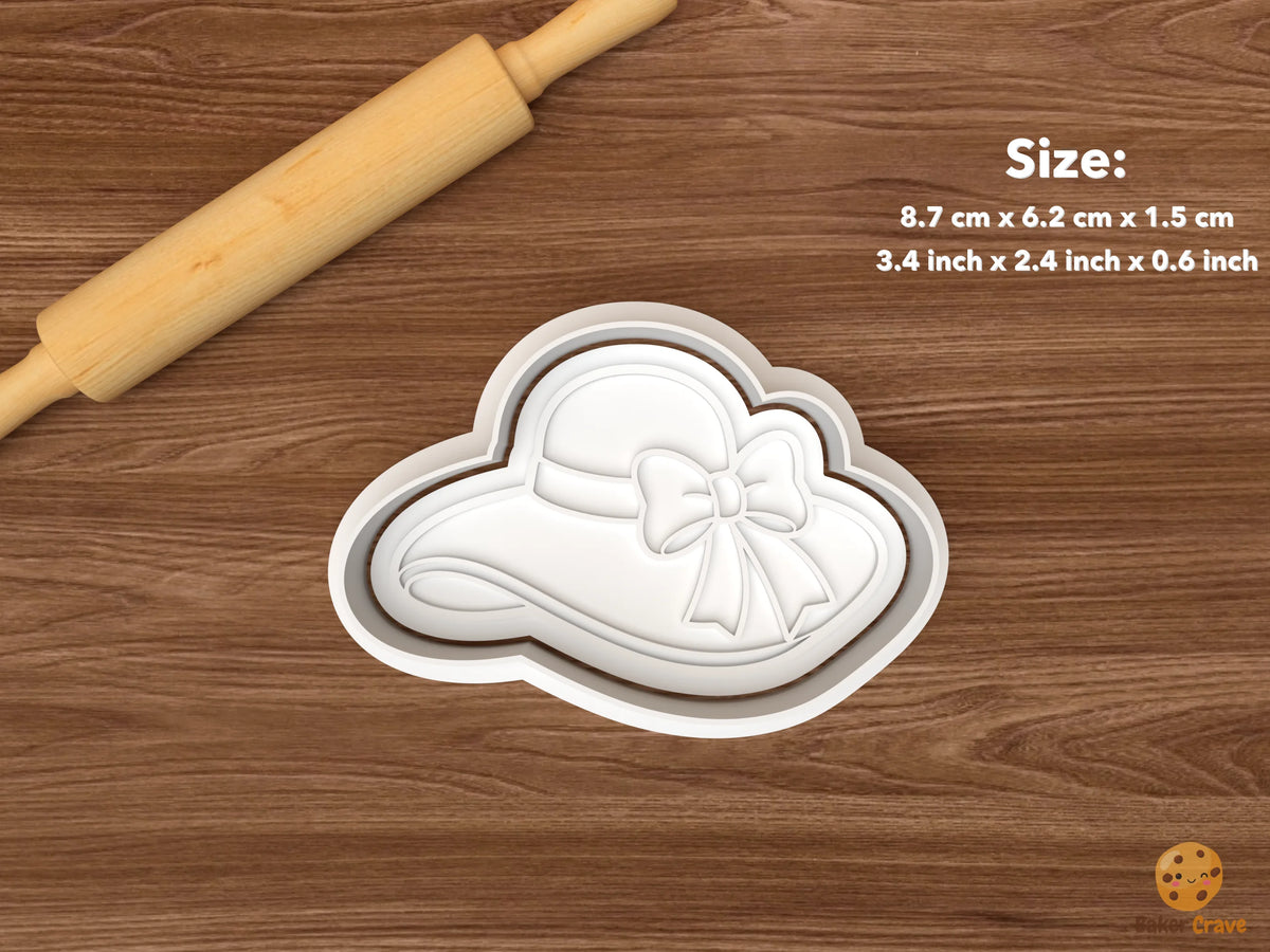 Elegant Women’s Hat Cookie Cutter Set STL File - single wide brim bow hat