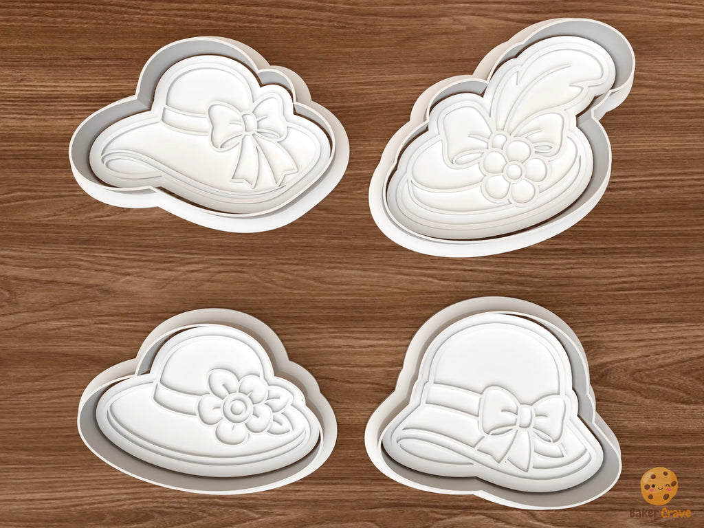 Elegant Women’s Hat Cookie Cutter Set STL File - 01 set main