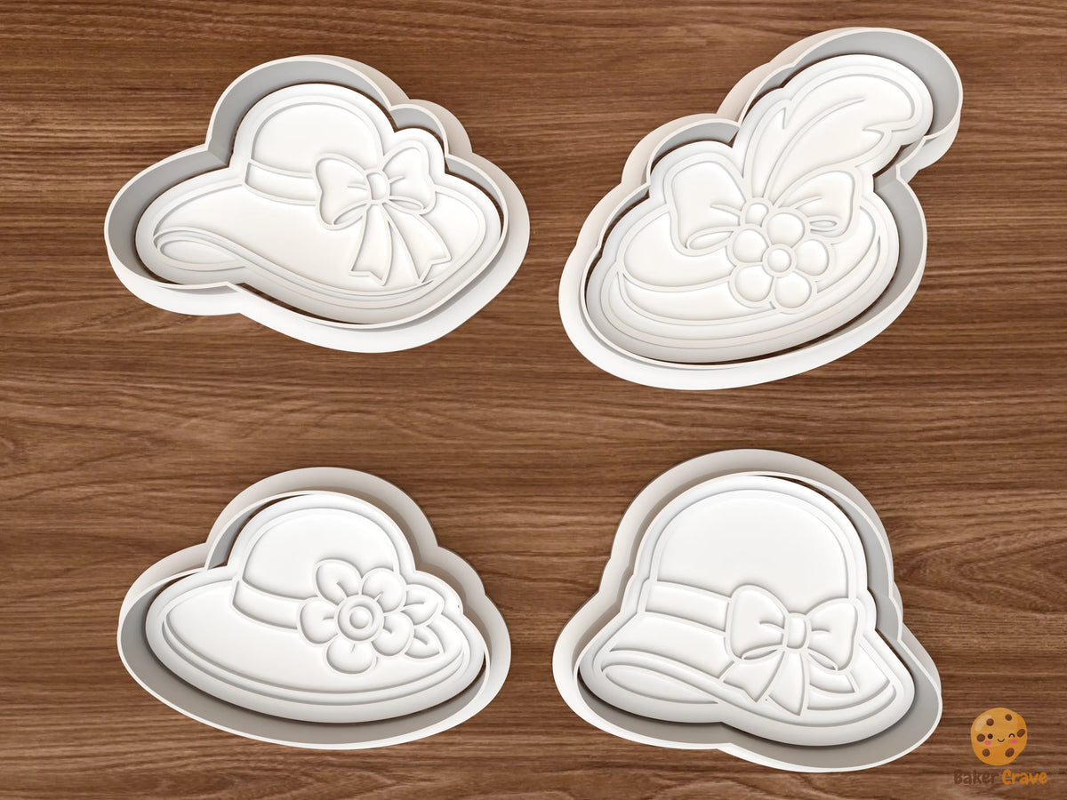 Elegant Women’s Hat Cookie Cutter Set STL File - 01 set main