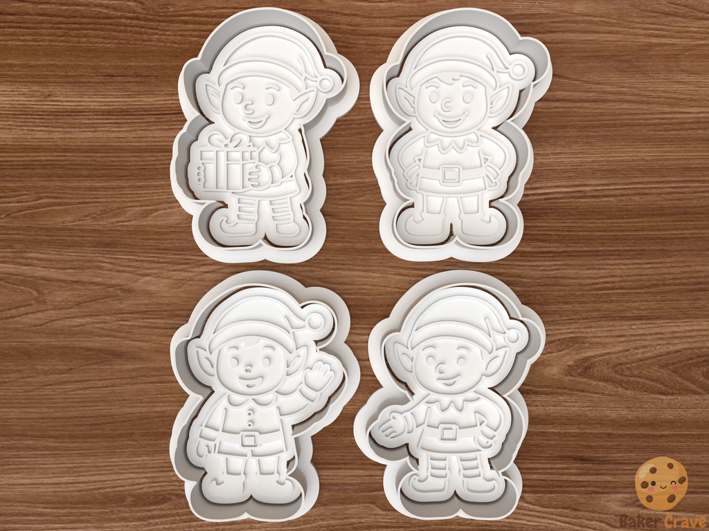 Christmas Elf Cookie Cutter Set STL File - elf1