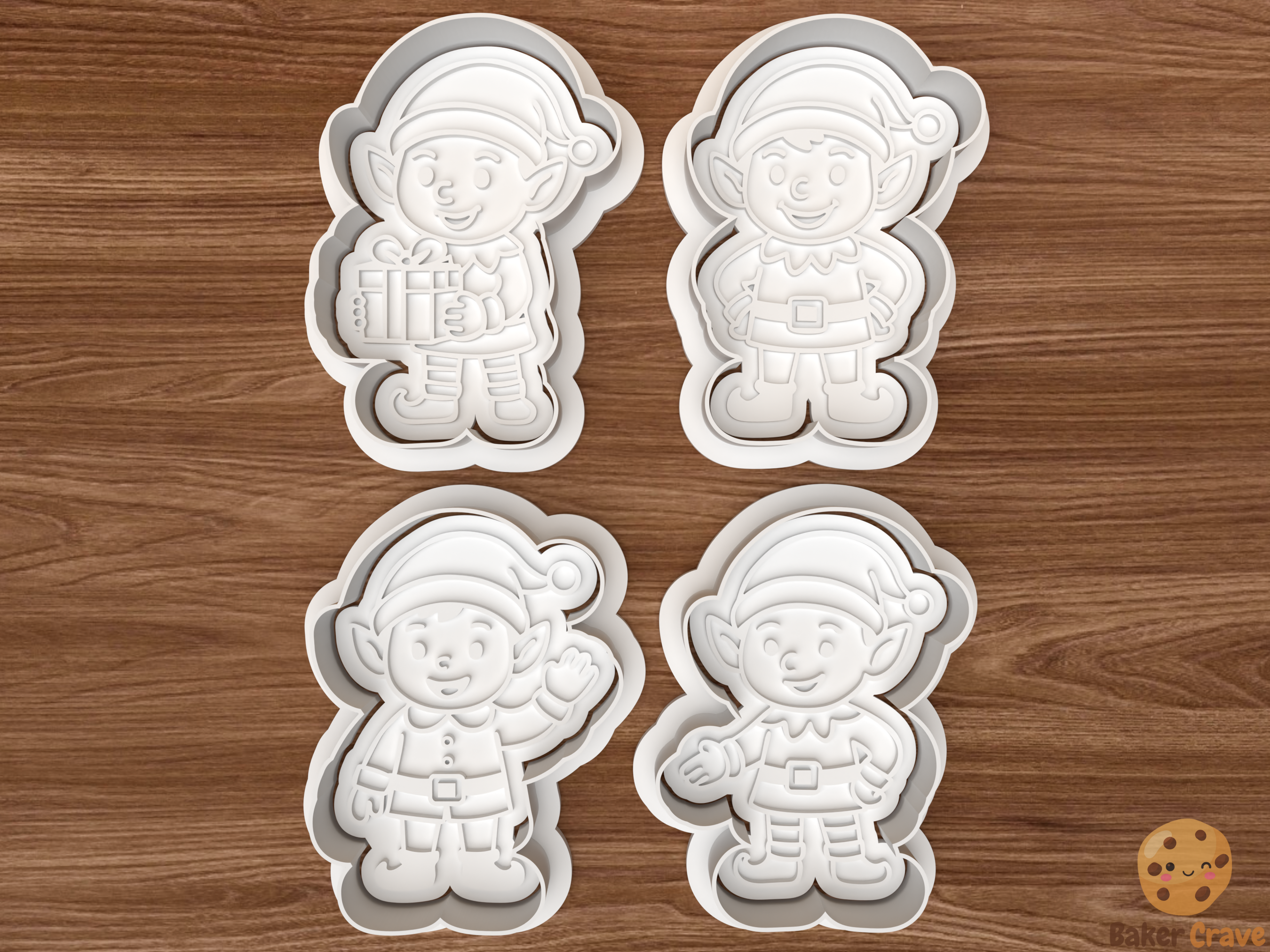 Christmas Elf Cookie Cutter Set STL File - elf1