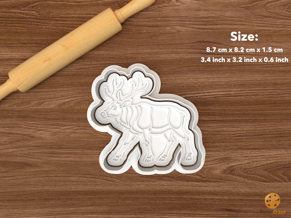 Elk Cookie Cutter Set STL File - single walking elk in side profile facing left