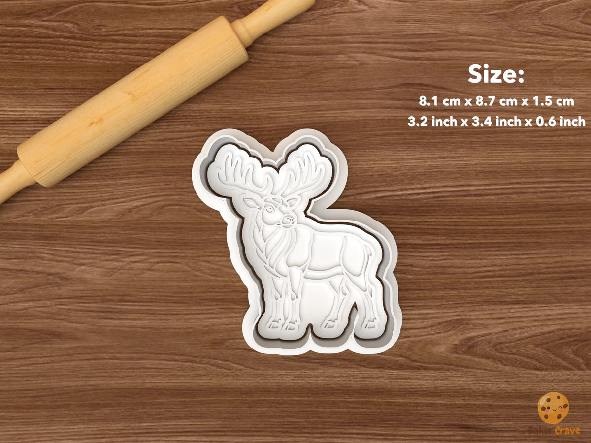 Elk Cookie Cutter Set STL File - single three quarter standing elk facing right