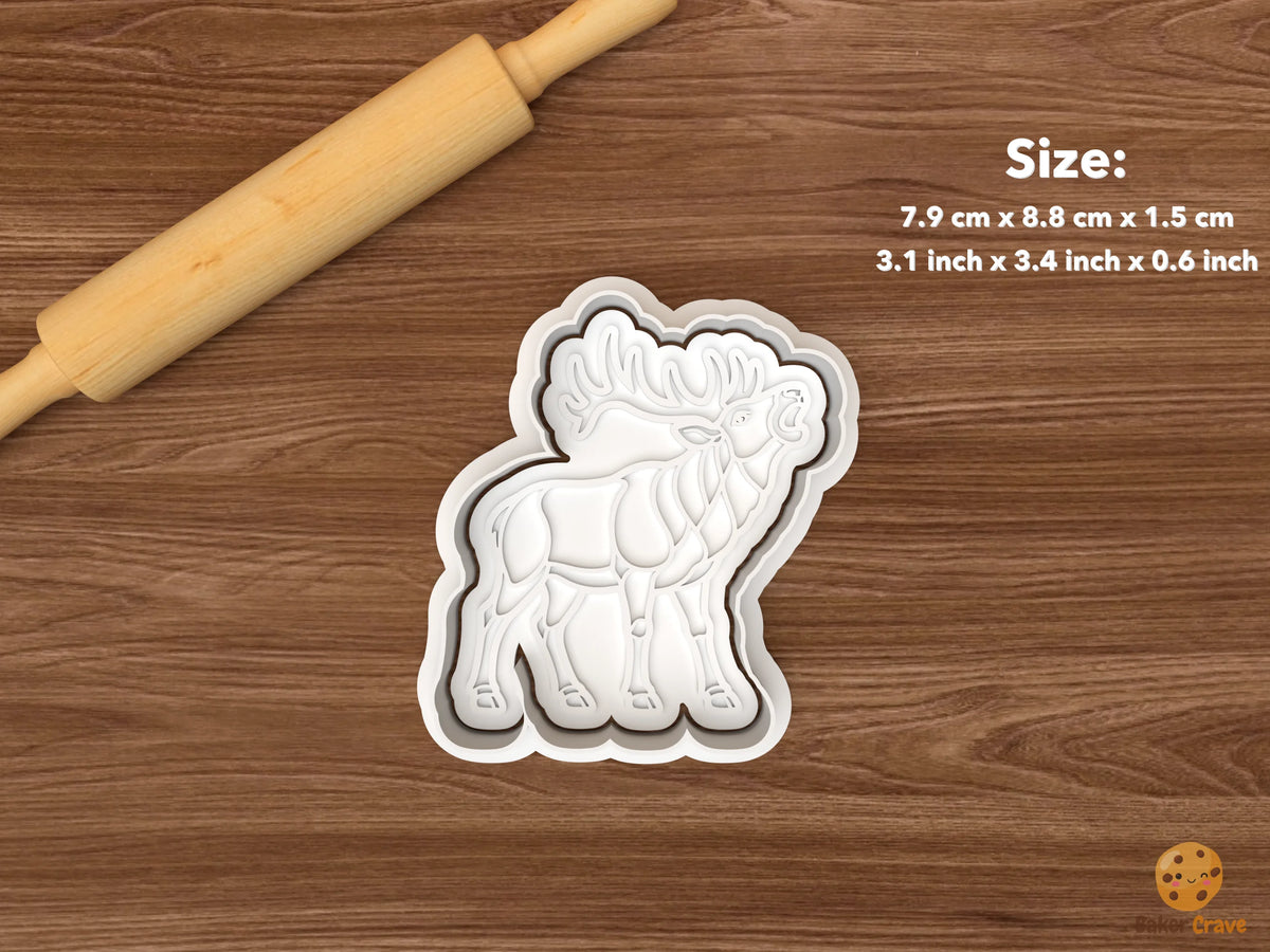 Elk Cookie Cutter Set STL File - single standing elk with raised head facing right