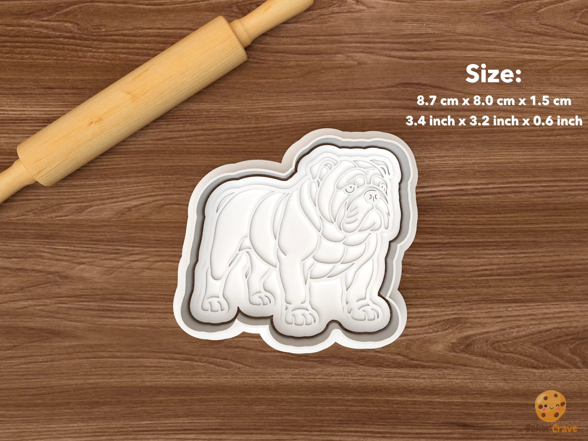 English Bulldog Cookie Cutter Set STL File - single standing bulldog