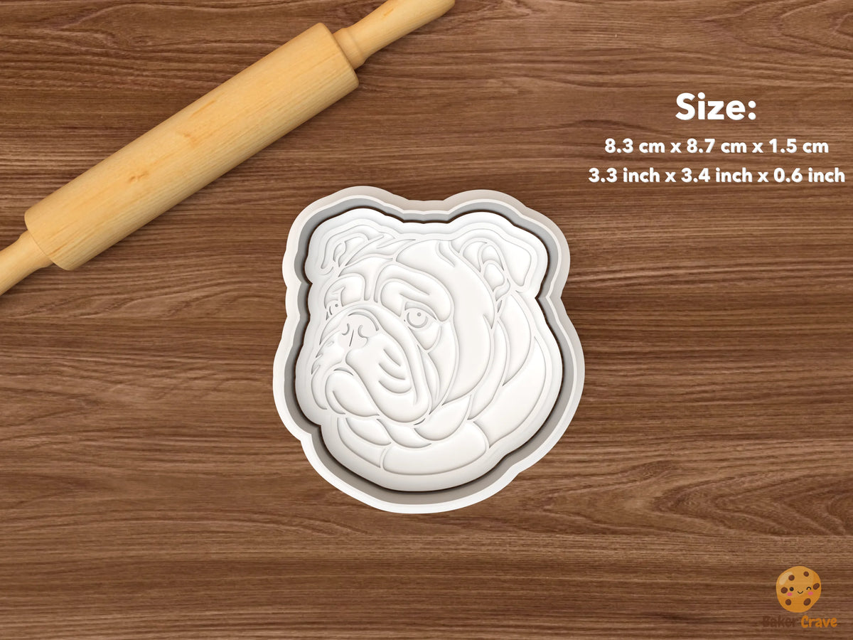 English Bulldog Cookie Cutter Set STL File - single bulldog head portrait