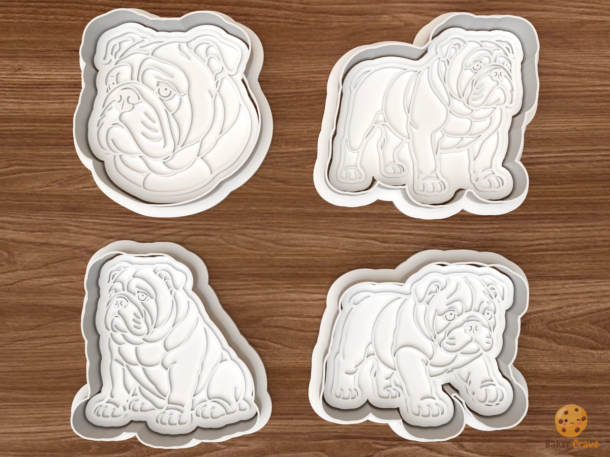 English Bulldog Cookie Cutter Set STL File - 01 set main