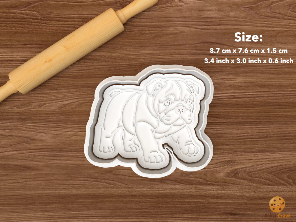 English Bulldog Cookie Cutter Set STL File - single playful bulldog