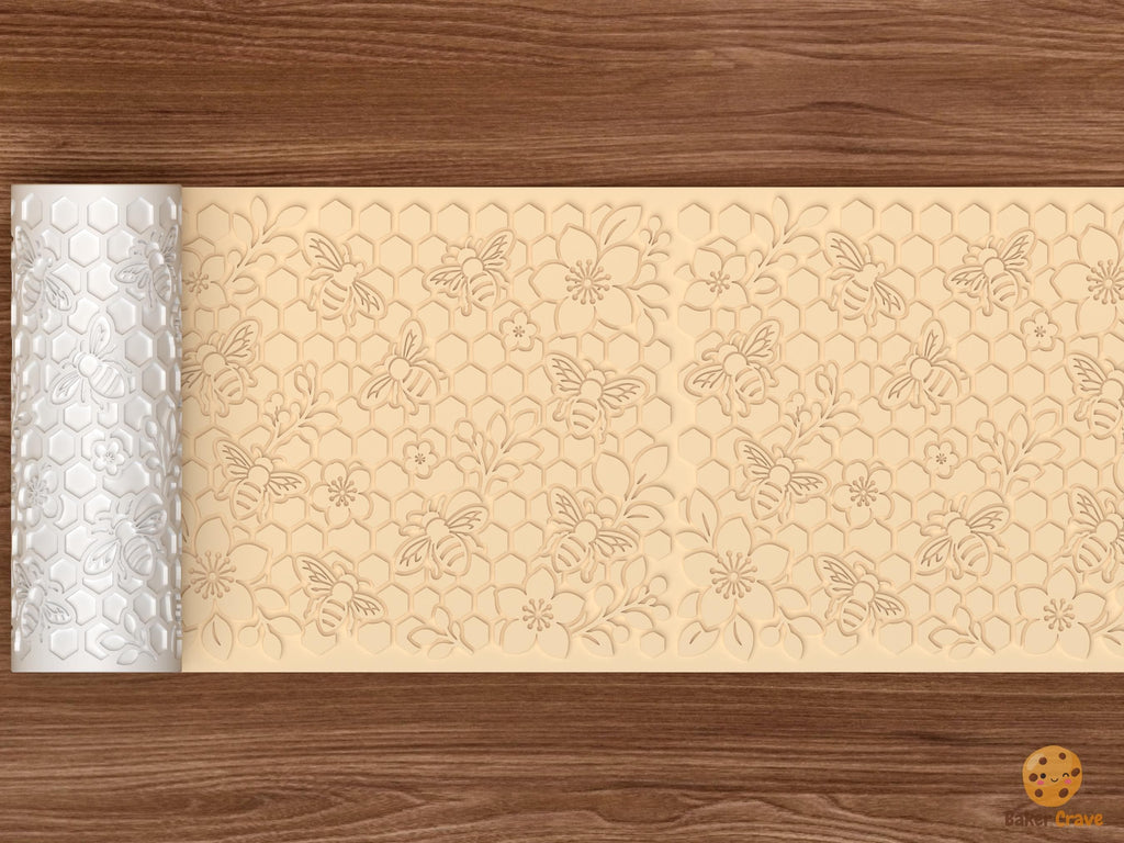 Honey Bee Floral Pattern Textured Roller STL File