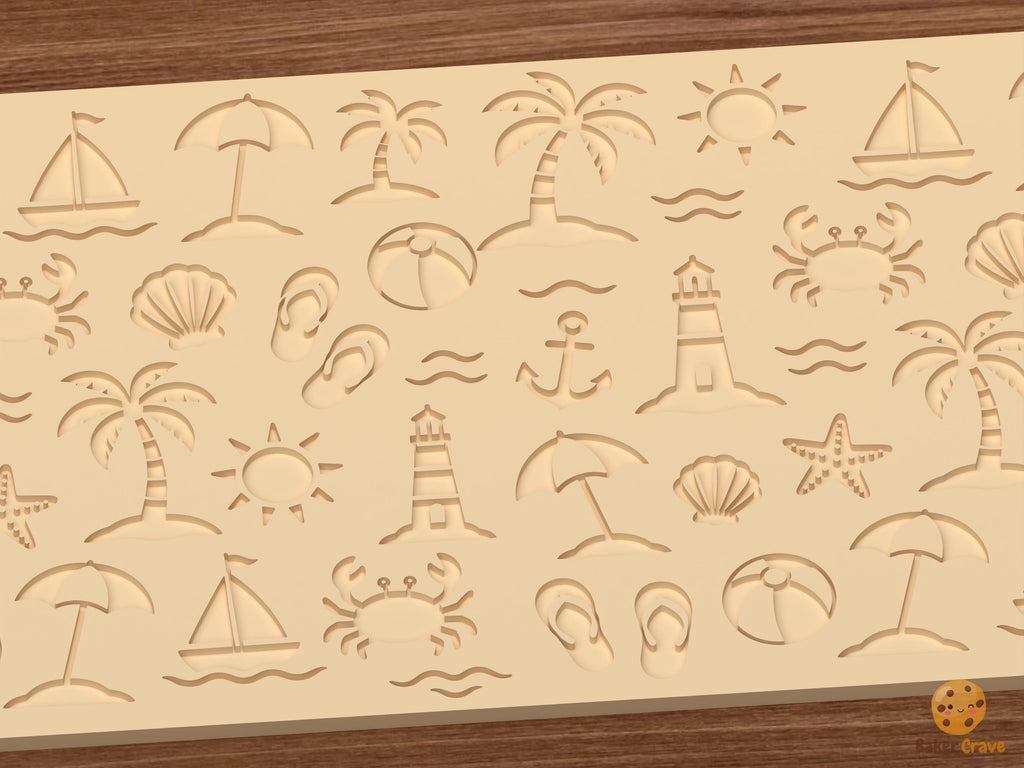 Beach Summer Pattern Textured Roller STL File