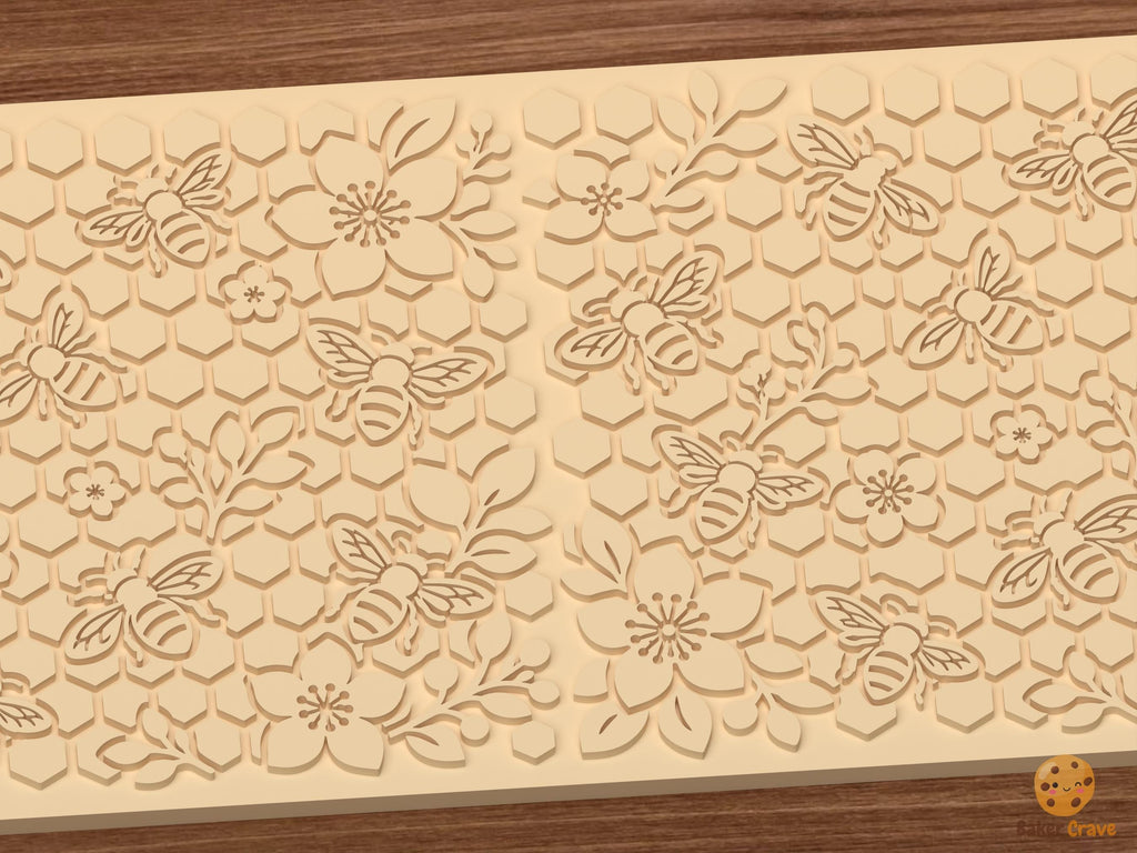 Honey Bee Floral Pattern Textured Roller STL File