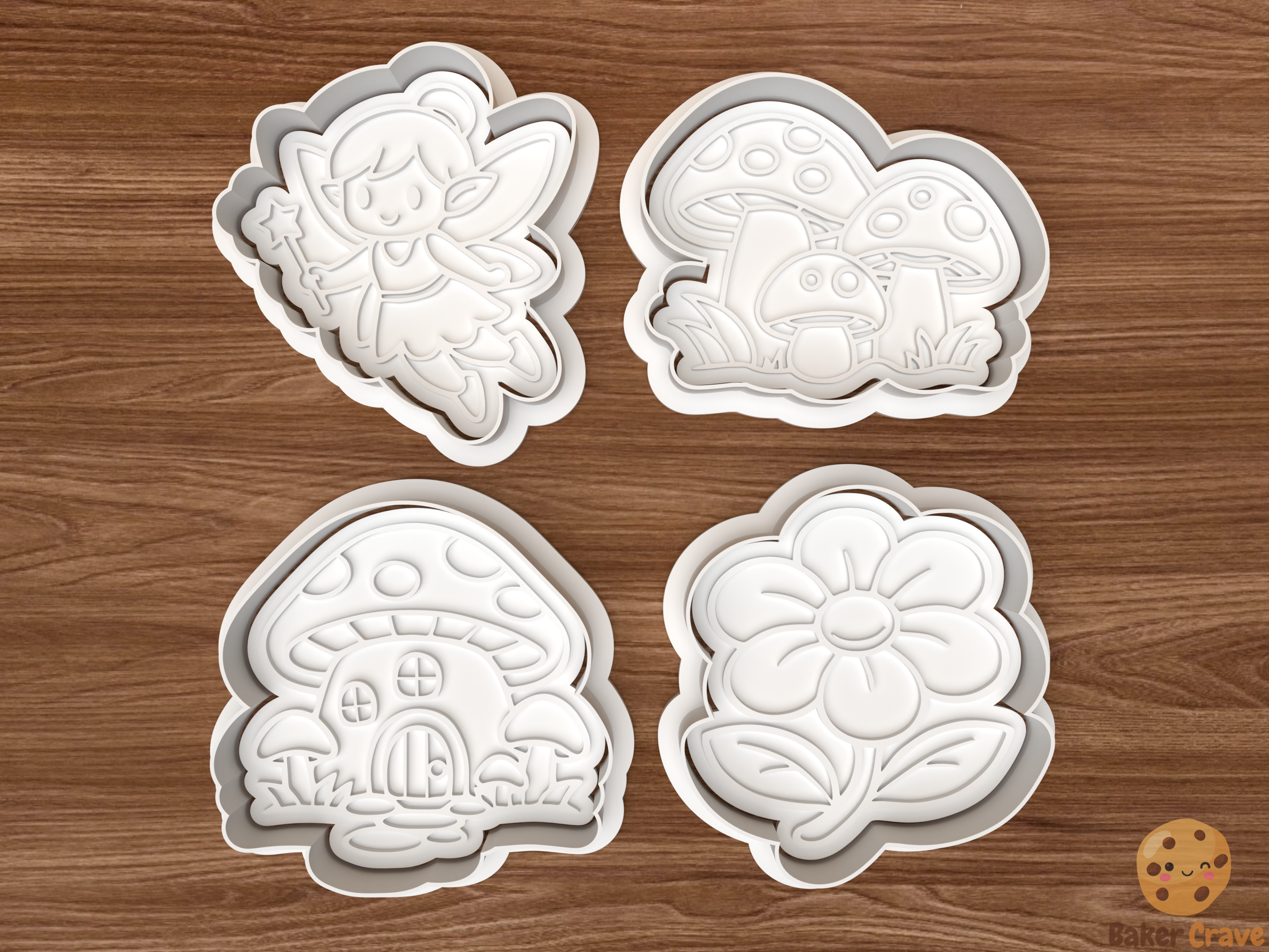 Fairy Mushroom Cookie Cutter Set STL File - fairy1