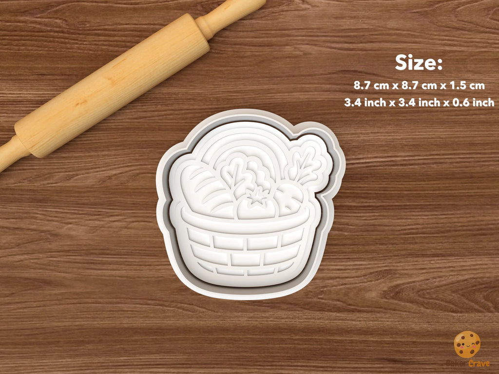 Farm to Table Cookie Cutter Set STL File - single produce basket