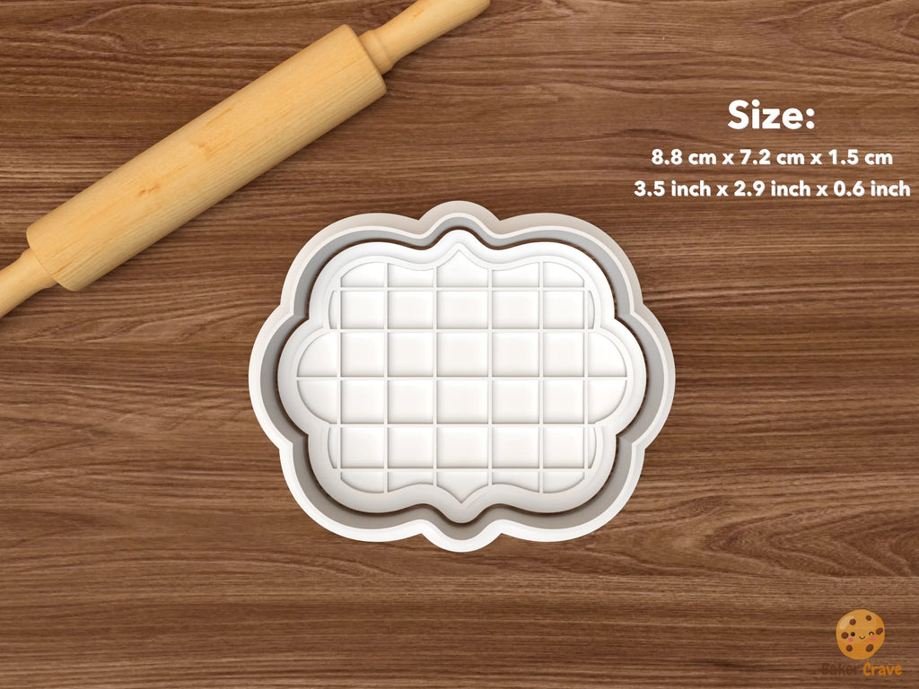Farmers Market Cookie Cutter Set STL File - single gingham plaque
