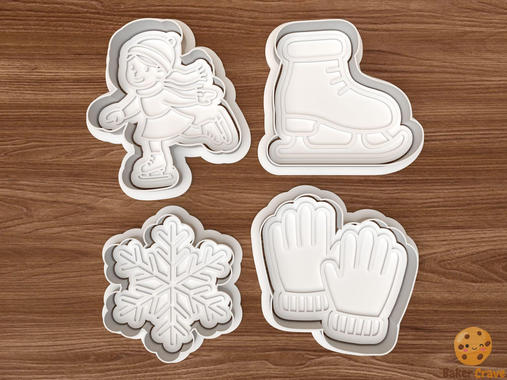 Ice Skating Winter Cookie Cutter Set STL File