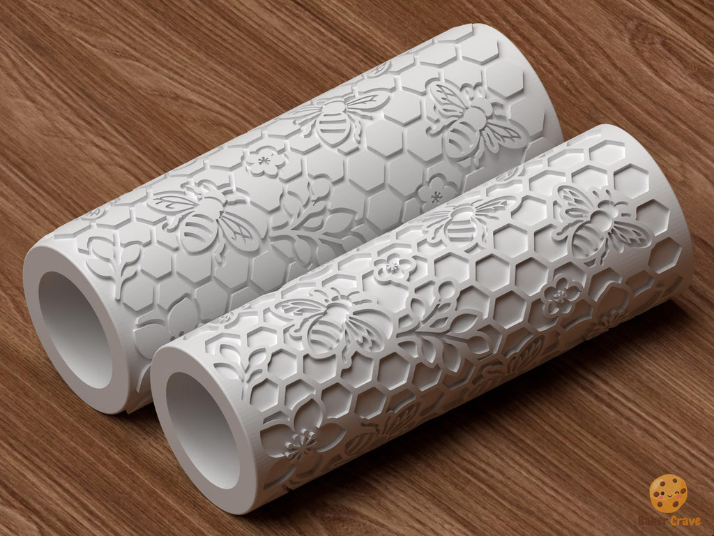 Honey Bee Floral Pattern Textured Roller STL File