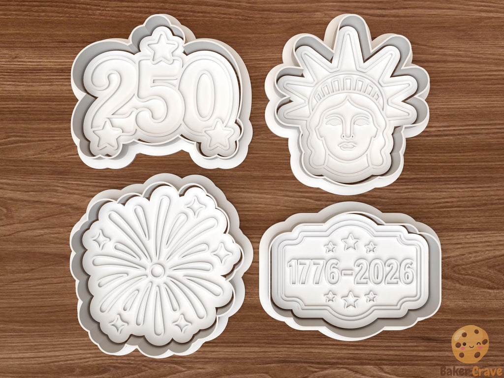 USA 250th Anniversary Cookie Cutter Set STL File