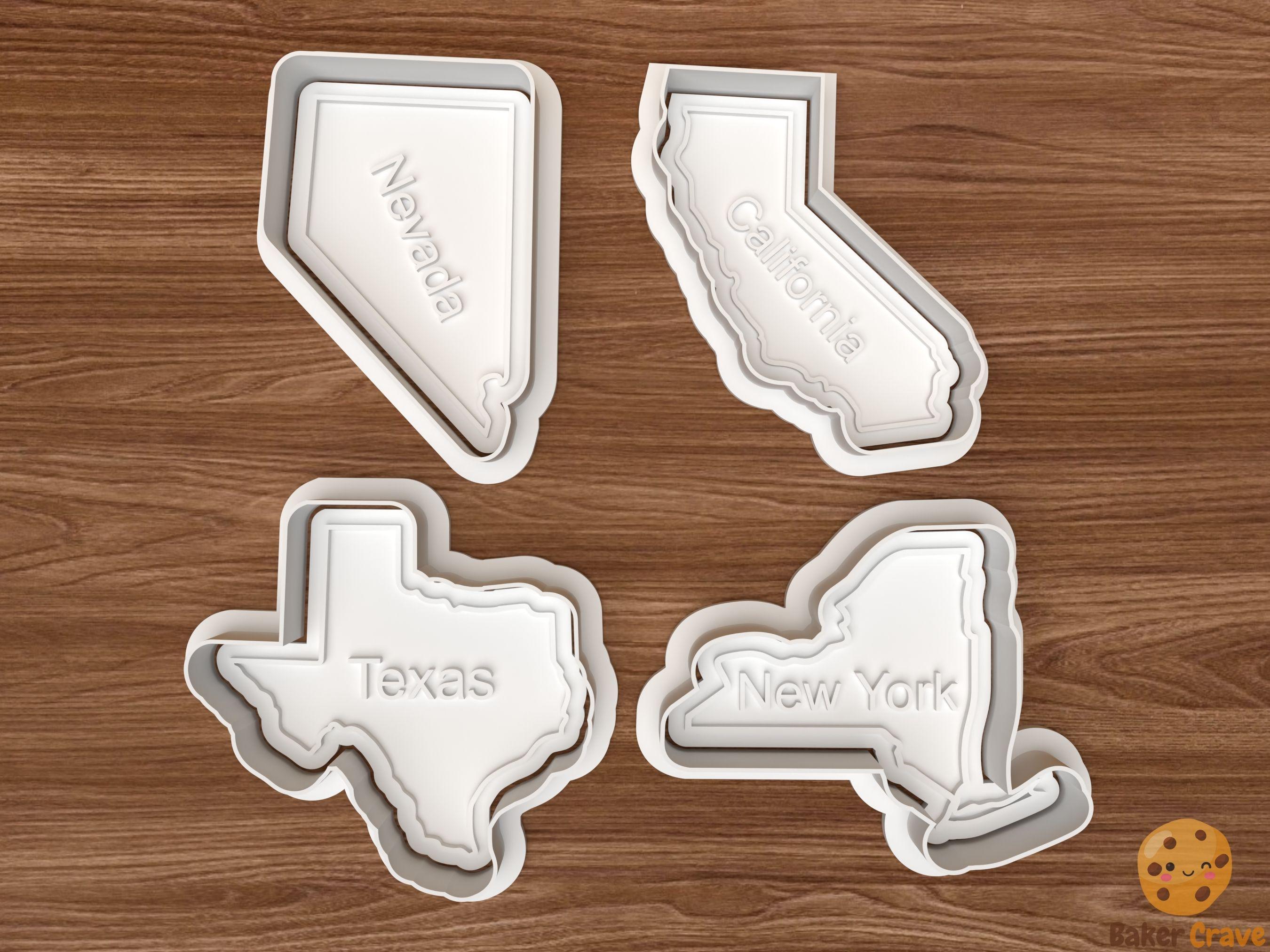 USA State Map Cookie Cutter Set STL File