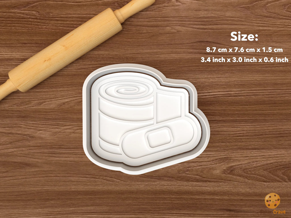 First Aid Safety Cookie Cutter Set STL File - single gauze roll with bandage
