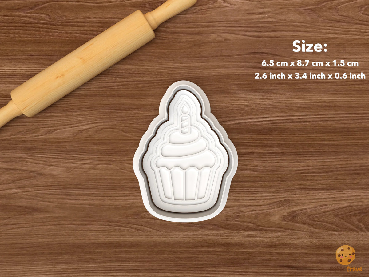 First Birthday Cookie Cutter Set STL File - single cupcake