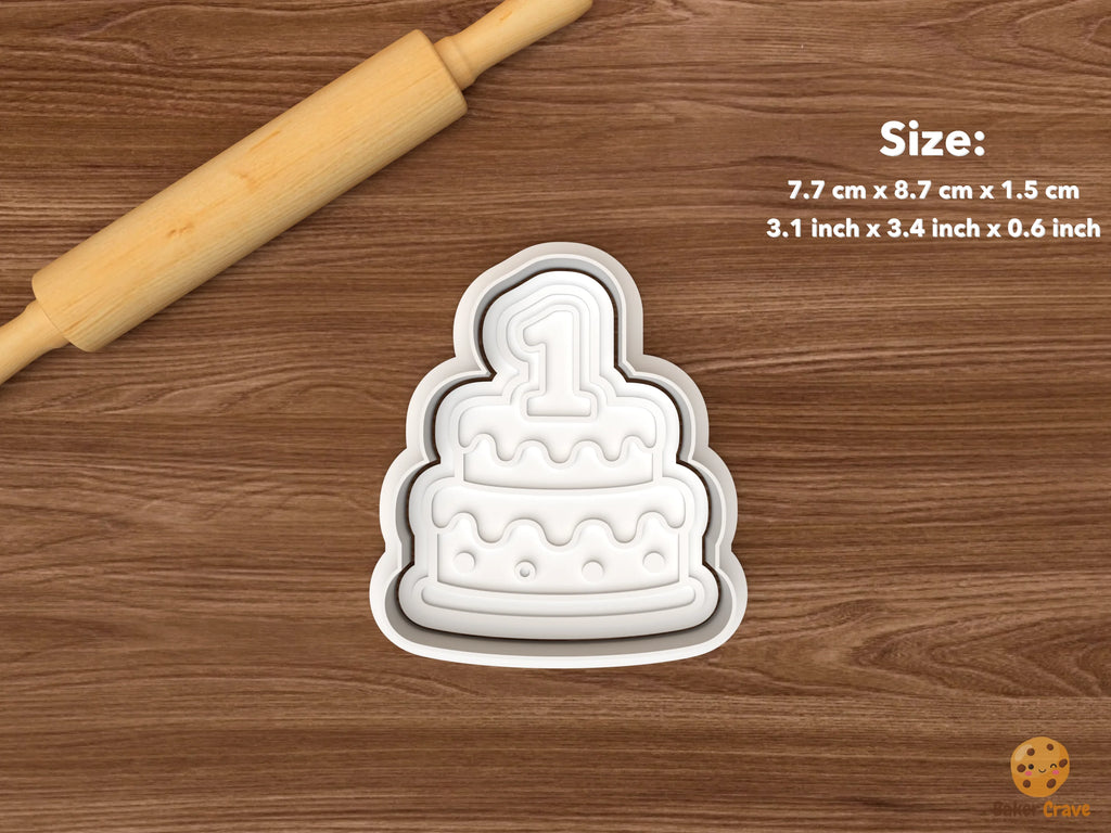 First Birthday Cookie Cutter Set STL File - single number one cake