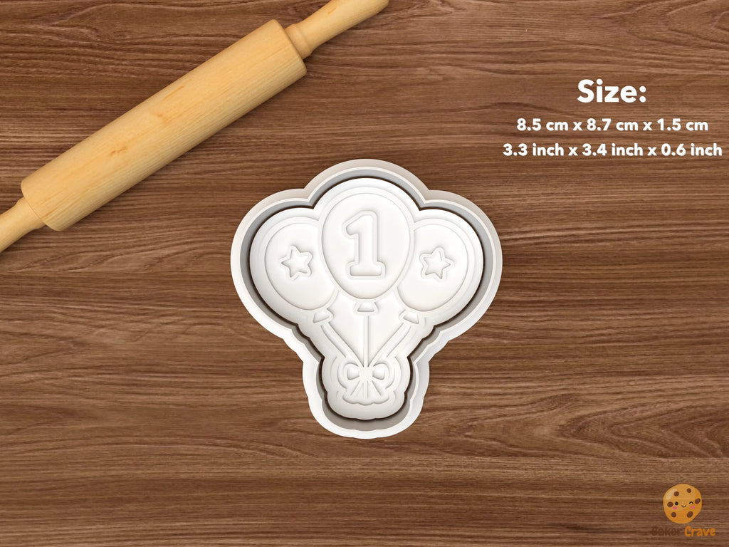First Birthday Cookie Cutter Set STL File - single number one balloons