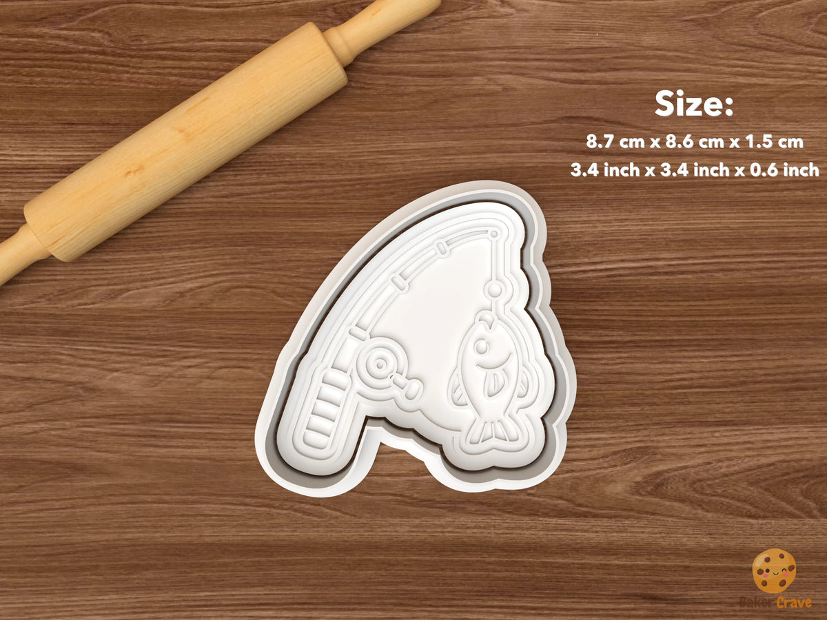 Fishing Birthday Cookie Cutter Set - single fishing rod