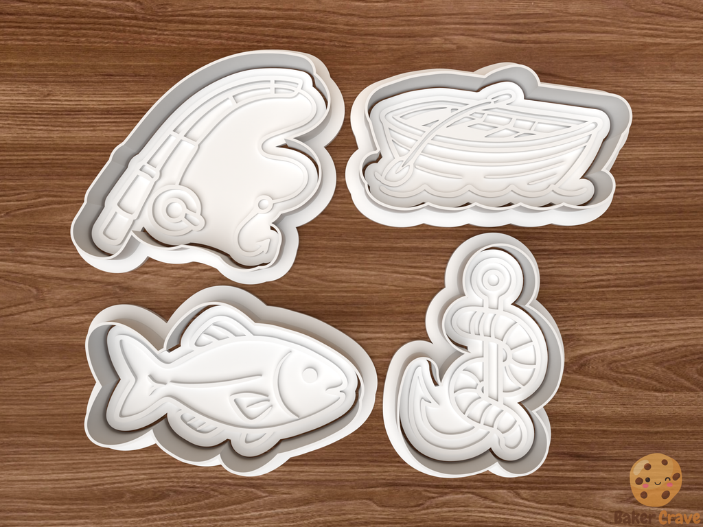 Fishing Cookie Cutter Set STL File - fishing1