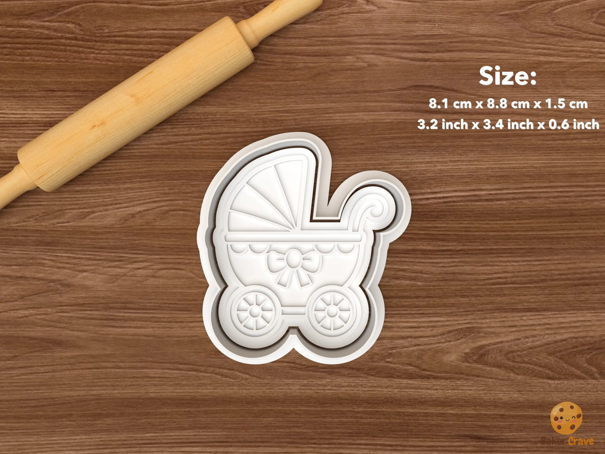 Floral Baby Shower Cookie Cutter Set STL File - single baby stroller