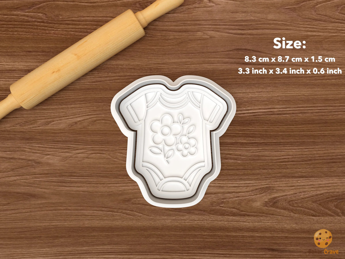 Floral Baby Shower Cookie Cutter Set STL File - single floral onesie