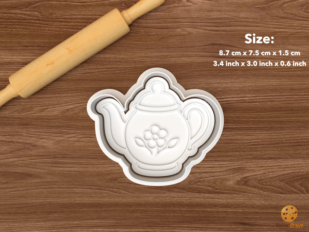 Floral Tea Party Cookie Cutter Set STL File - single floral teapot