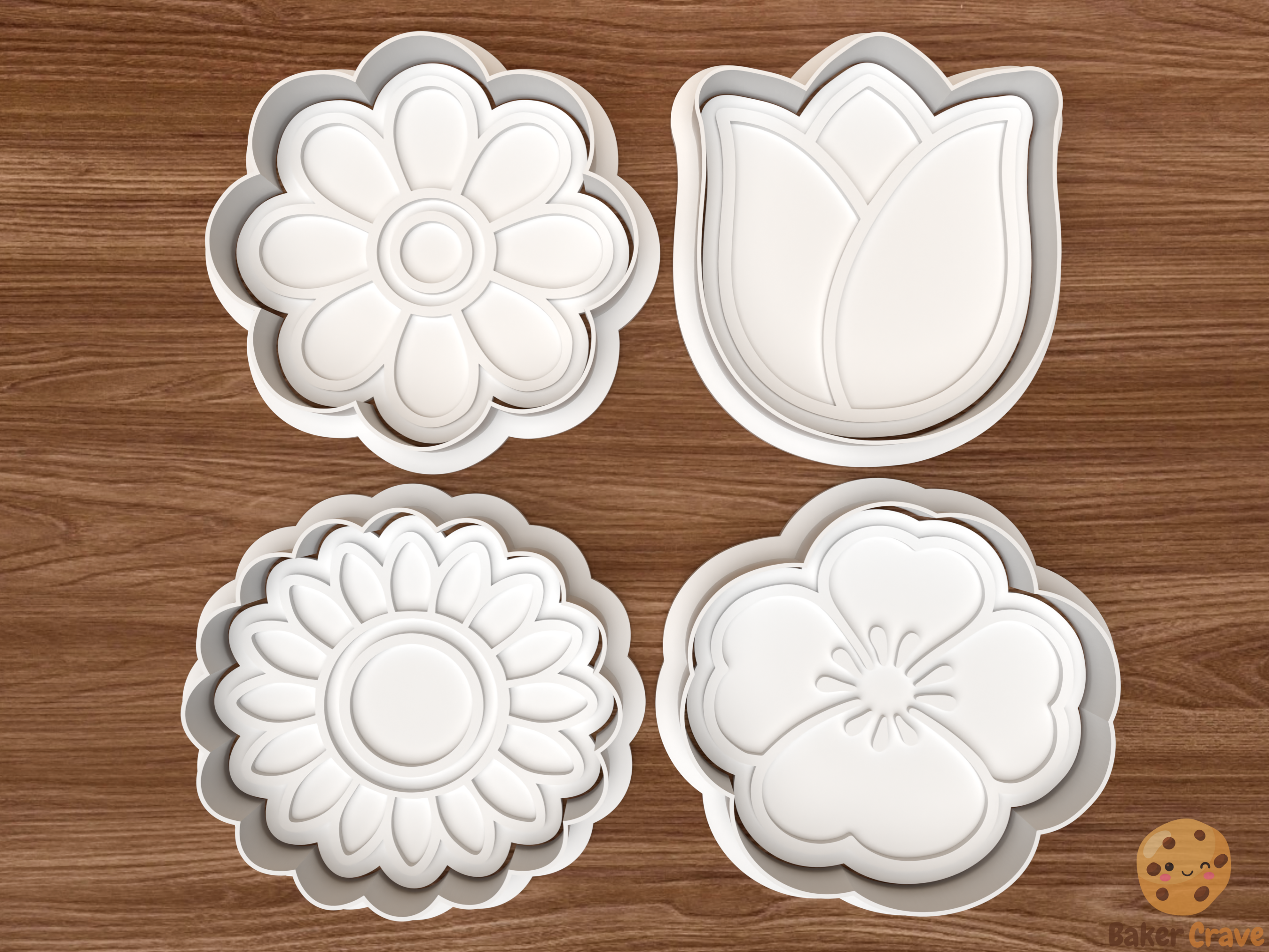 Flower Cookie Cutter Set STL File - flower1