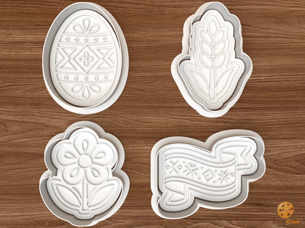 Folk Spring Cookie Cutter Set STL File - 01 set main