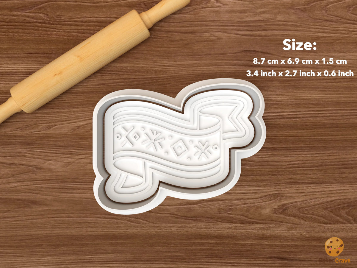 Folk Spring Cookie Cutter Set - single decorative ribbon banner