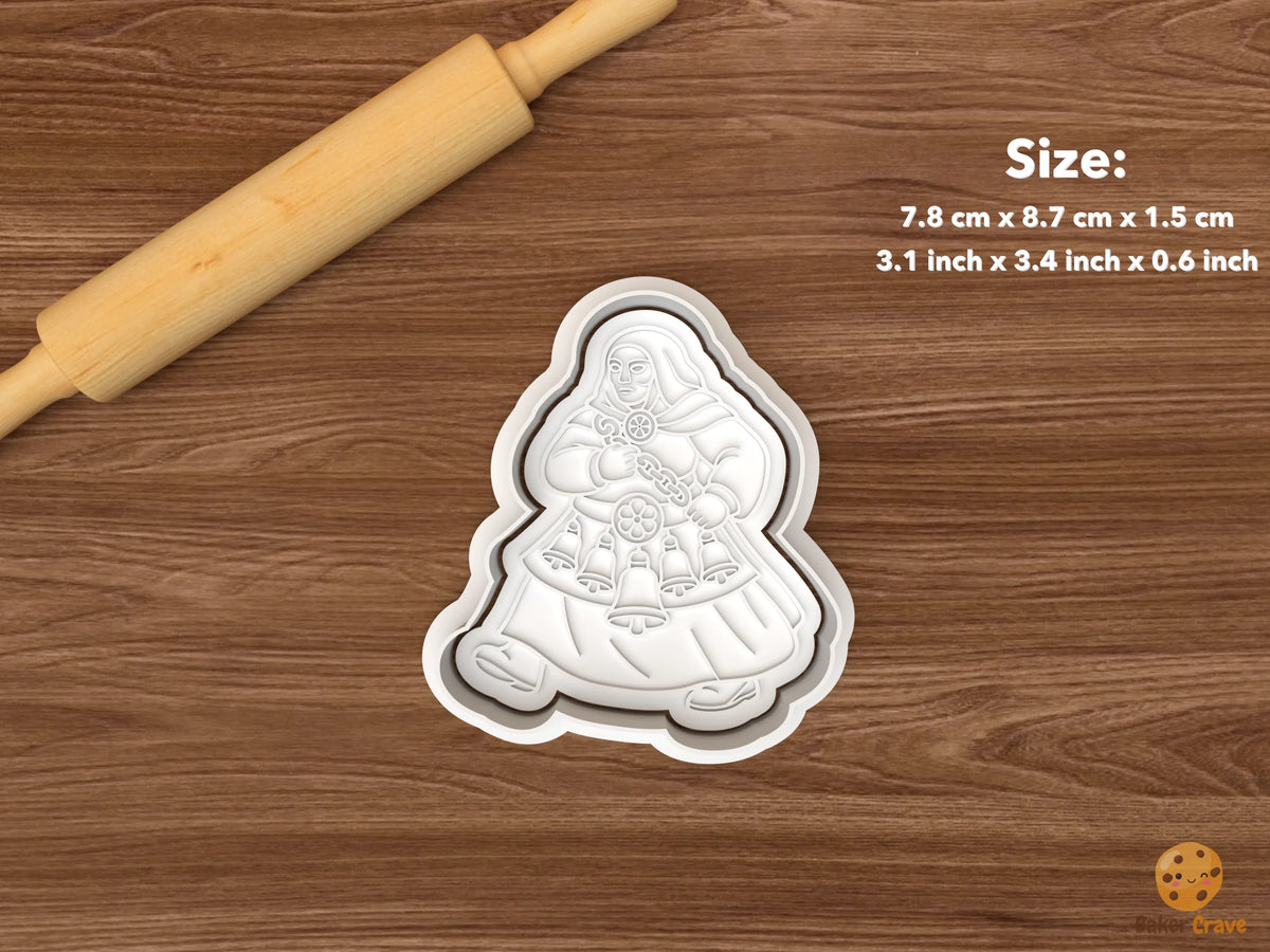 Frau Perchta Christmas Cookie Cutter Set STL File - single frau perchta with chain and bells