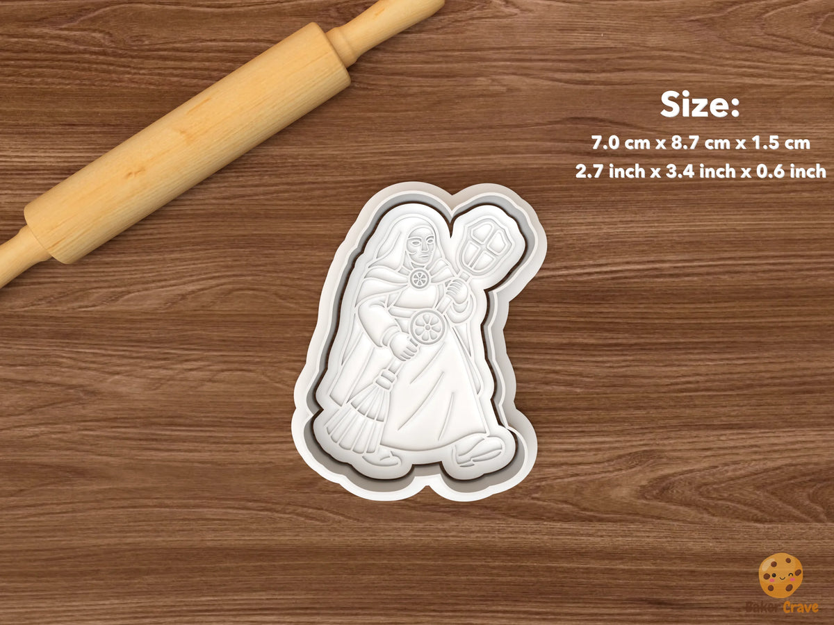Frau Perchta Christmas Cookie Cutter Set STL File - single walking frau perchta with broom