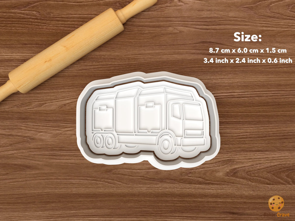 Garbage Truck Cookie Cutter Set - single front loading garbage truck