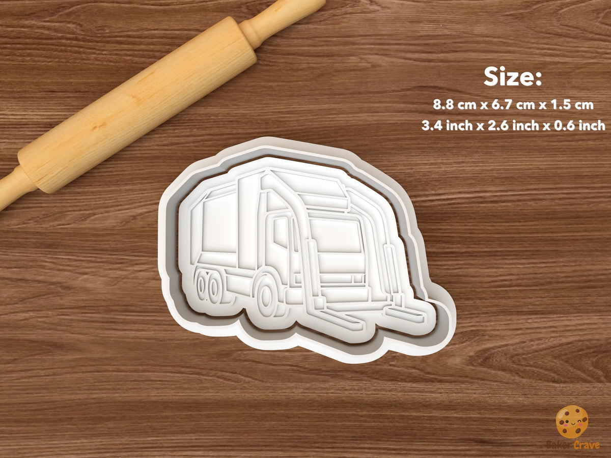 Garbage Truck Cookie Cutter Set - single side loading garbage truck