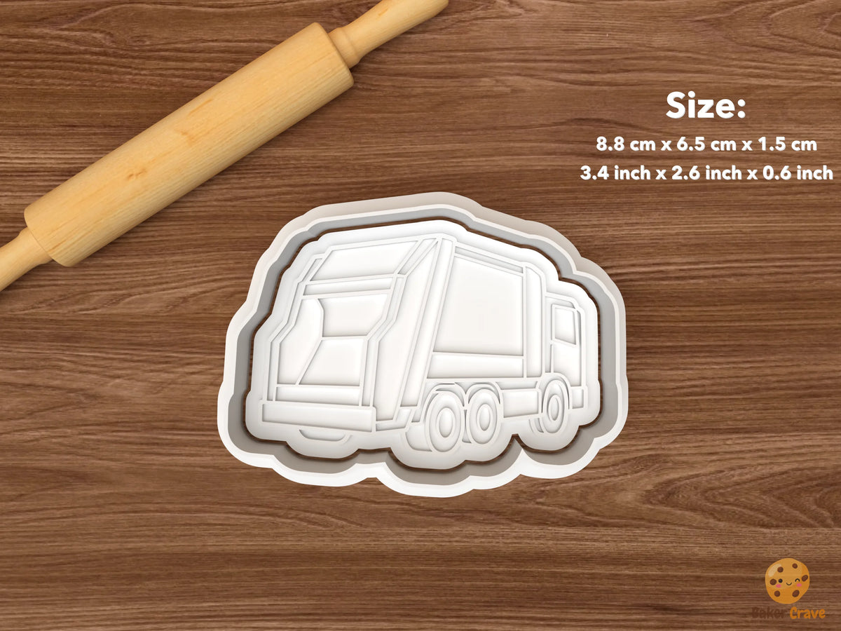 Garbage Truck Cookie Cutter Set - single rear loading garbage truck