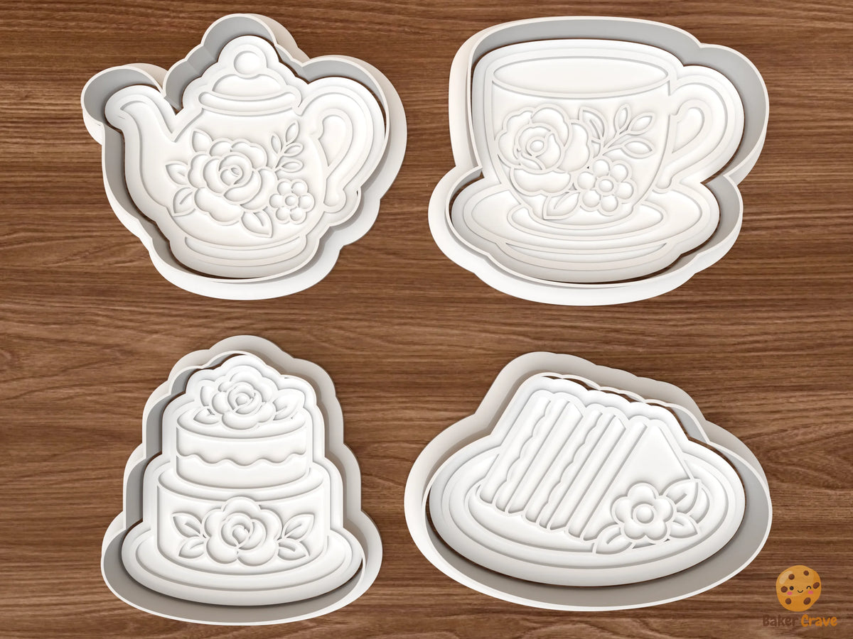 Garden Tea Bridal Shower Cookie Cutter Set STL File - 01 set main