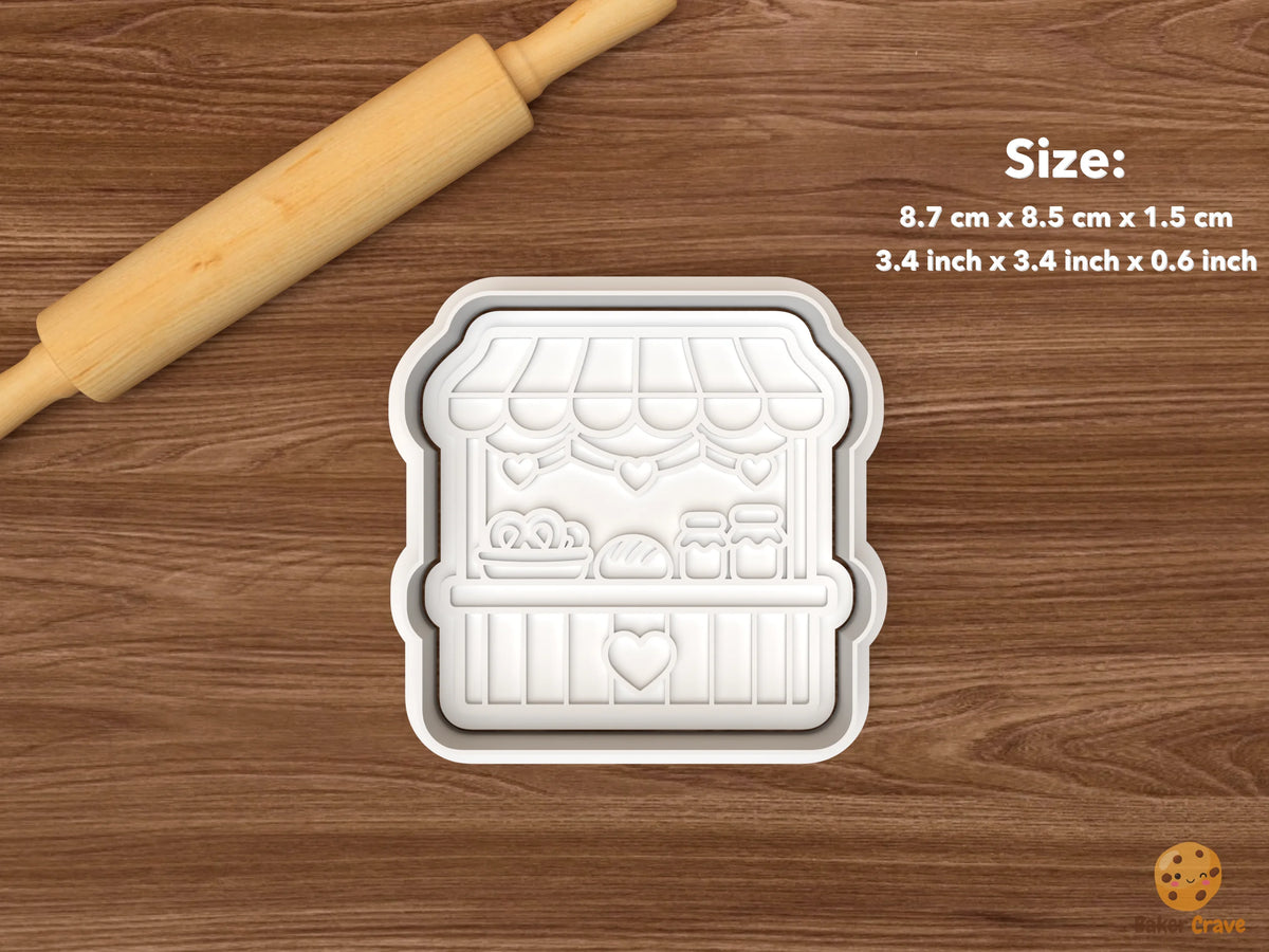 German Christmas Market Cookie Cutter Set STL File - single bakery market stall