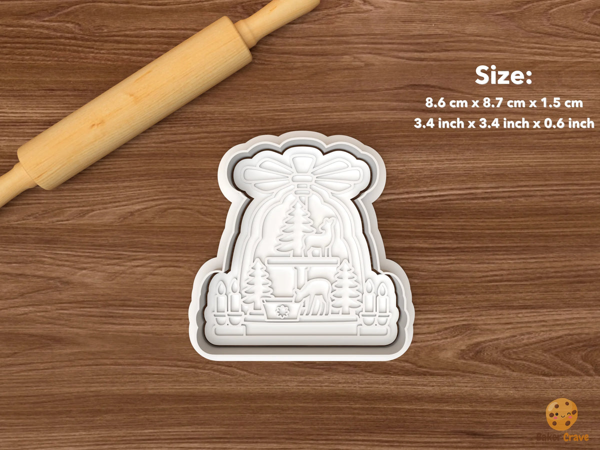 German Christmas Pyramid Cookie Cutter Set STL File - single forest deer christmas pyramid
