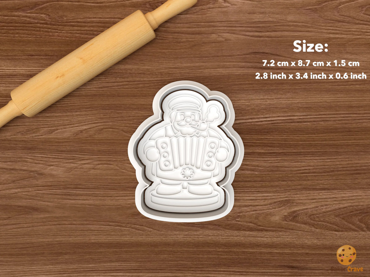 German Christmas Smoker Cookie Cutter Set STL File - single accordion player smoker