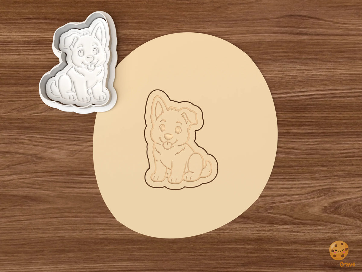 German Shepherd Dog Cookie Cutter Set - dough german shepherd puppy
