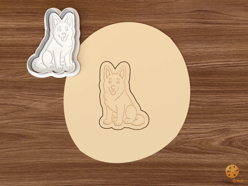 German Shepherd Dog Cookie Cutter Set STL File - dough sitting german shepherd dog