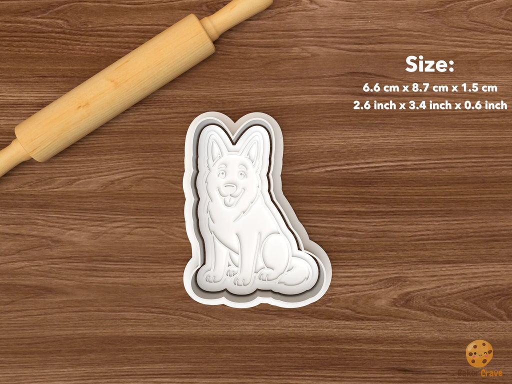 German Shepherd Dog Cookie Cutter Set STL File - single sitting german shepherd dog
