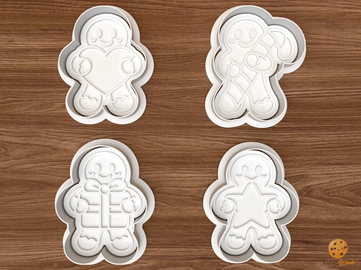 Gingerbread Christmas Hugs Cookie Cutter Set STL File