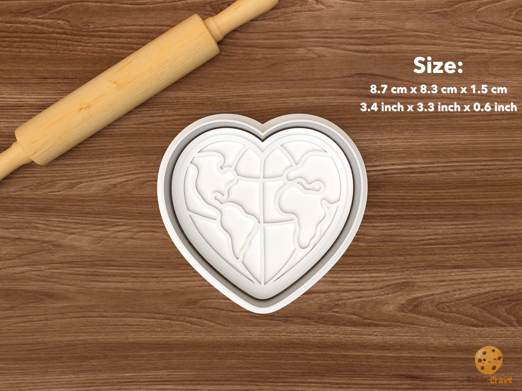 Global Family Cookie Cutter Set STL File - single heart shaped globe