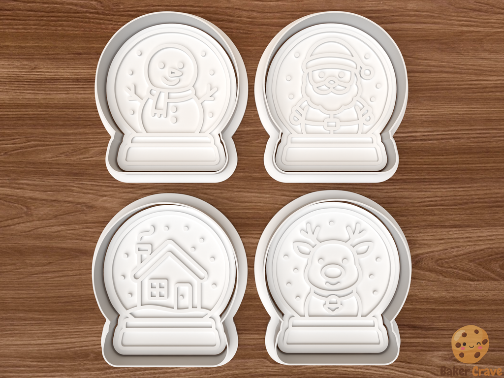 Christmas Snow Globes Cookie Cutter Set STL File - globe1f